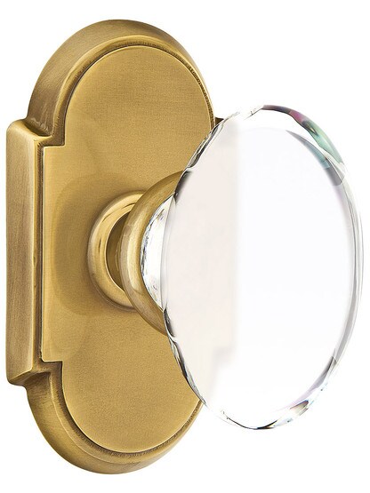 Arched Rosette Door Set With Hampton Crystal Knobs in Antique Brass.